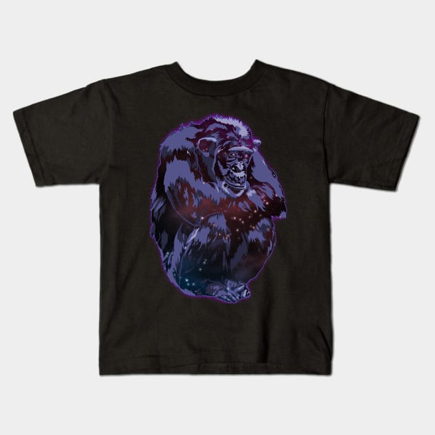 Cosmic Chimp Kids T-Shirt by Dragonzilla